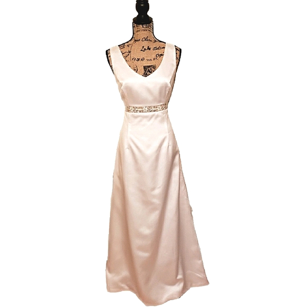 Janice Collection White Satin Dress 16 NWT